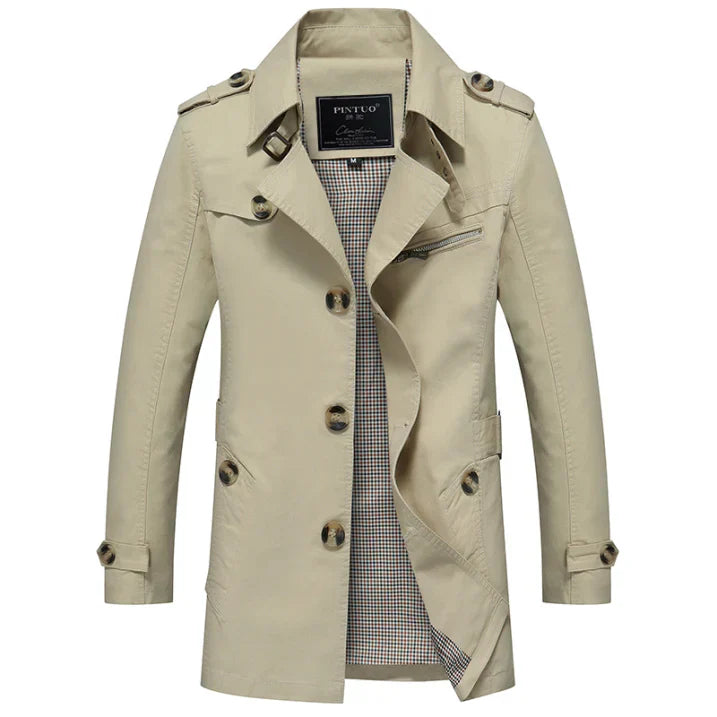 Drune | Herren Doppeltknopf-Trenchcoat - Epauletten-Detail