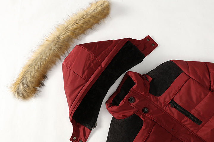 Herren Wärmende Winterjacke mit abnehmbarem Kunstfellkragen Drune