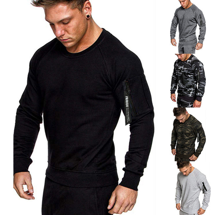 Herren sportlicher Sweatshirt mit praktischer Reißverschlusstasche Drune