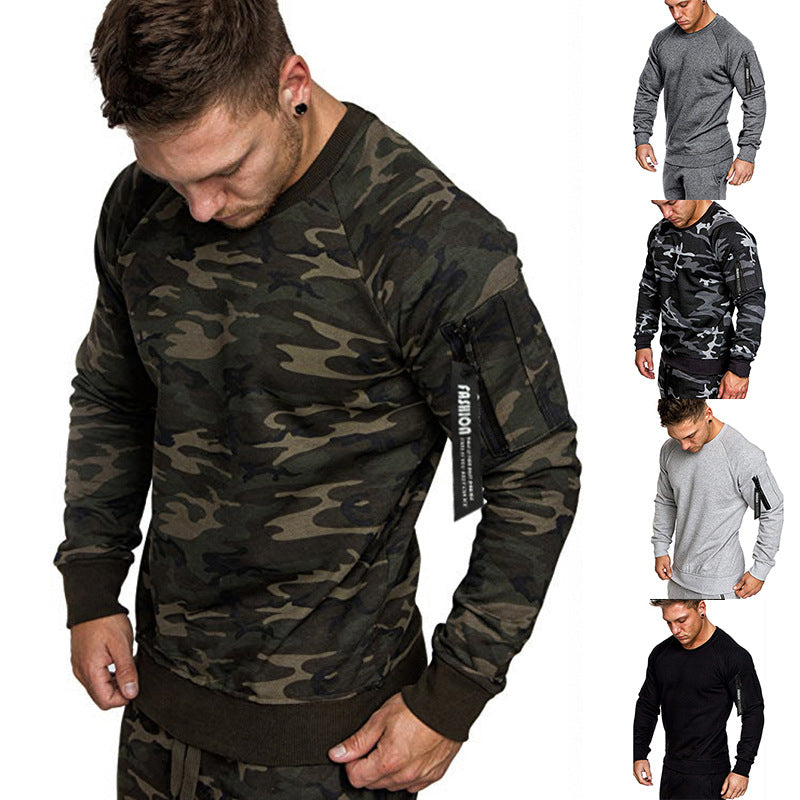 Herren sportlicher Sweatshirt mit praktischer Reißverschlusstasche Drune