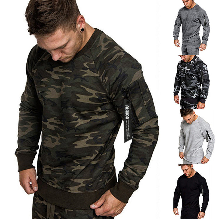 Herren sportlicher Sweatshirt mit praktischer Reißverschlusstasche Drune