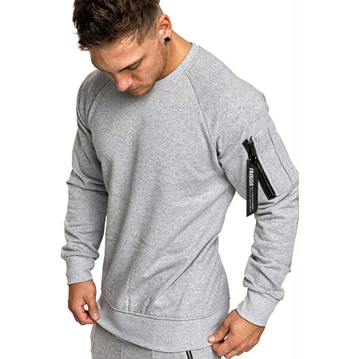 Herren sportlicher Sweatshirt mit praktischer Reißverschlusstasche Drune