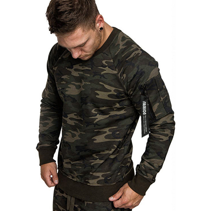 Herren sportlicher Sweatshirt mit praktischer Reißverschlusstasche Drune