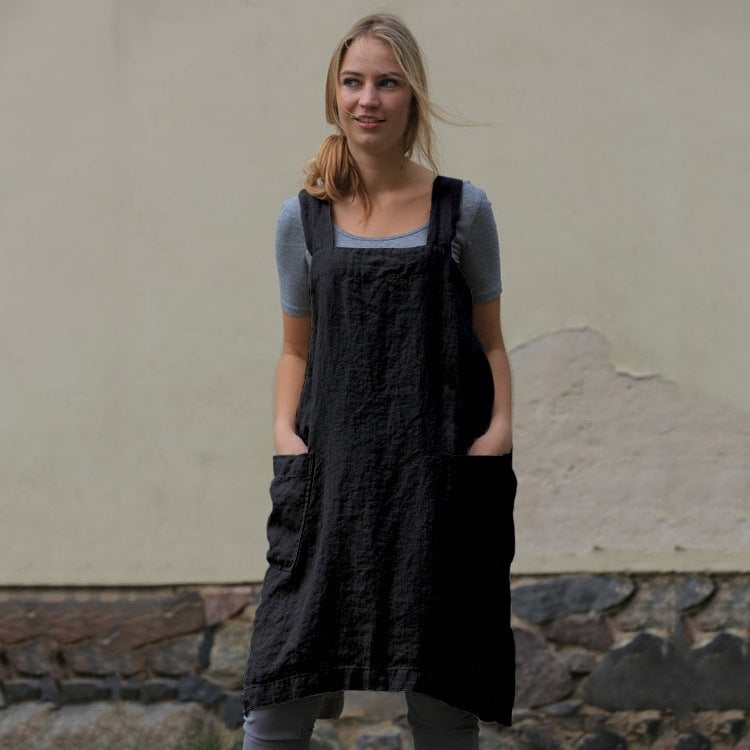 Leichtes Damenkleid aus Baumwolle und Leinen mit Taschen Drune