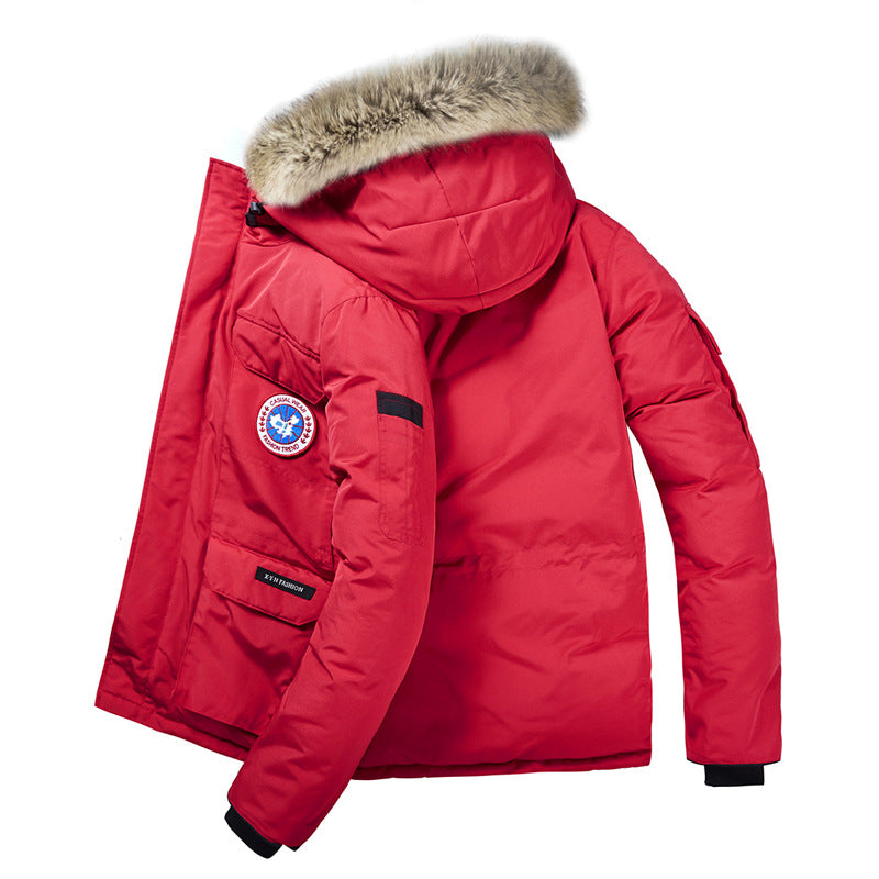 Herren Wattierte Winterparka mit Kapuze und abnehmbarem Fellkragen Drune