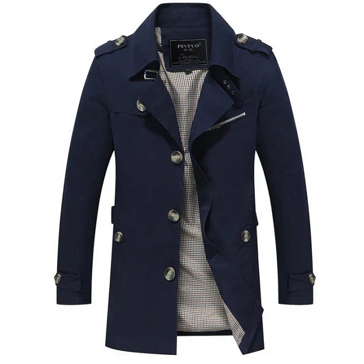 Drune | Herren Doppeltknopf-Trenchcoat - Epauletten-Detail