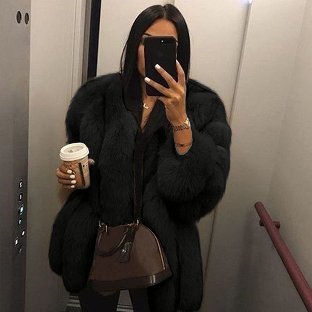 Drune | Kunstpelz-Mantel - Luxuriöser Oversized Schnitt - Glamouröse Winteroberbekleidung