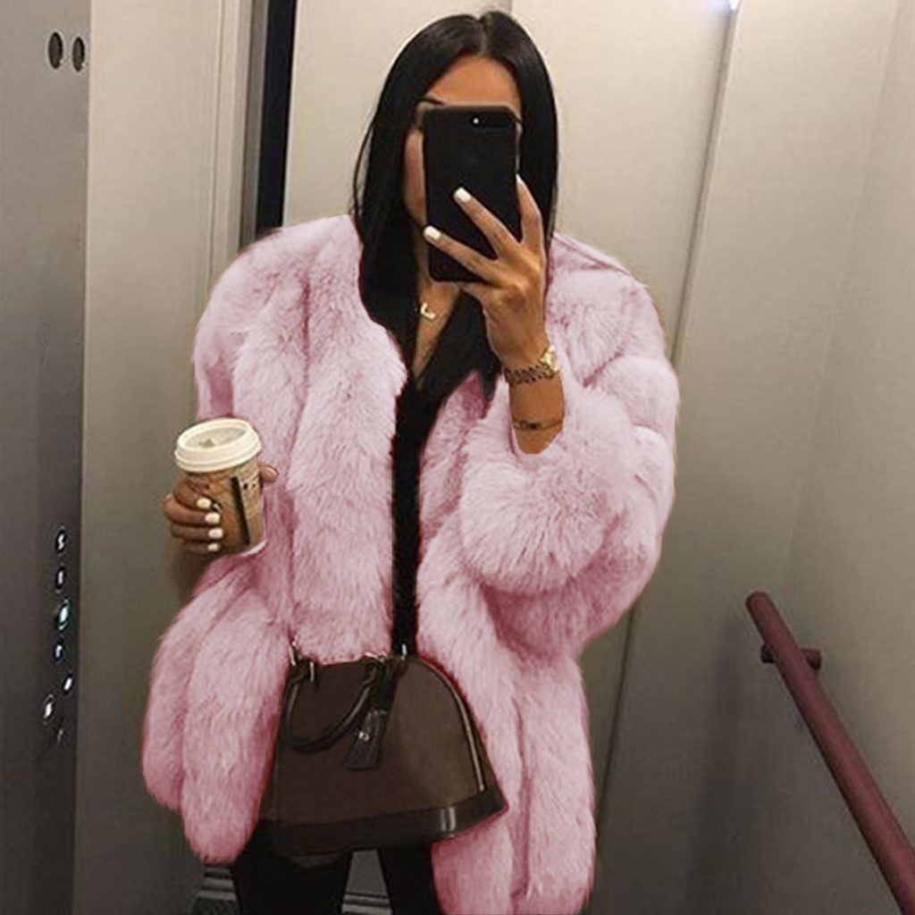 Drune | Kunstpelz-Mantel - Luxuriöser Oversized Schnitt - Glamouröse Winteroberbekleidung