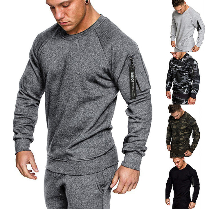 Herren sportlicher Sweatshirt mit praktischer Reißverschlusstasche Drune