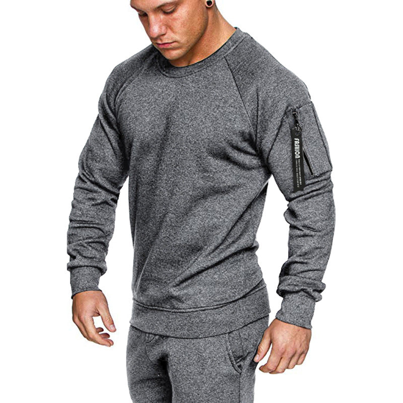 Herren sportlicher Sweatshirt mit praktischer Reißverschlusstasche Drune
