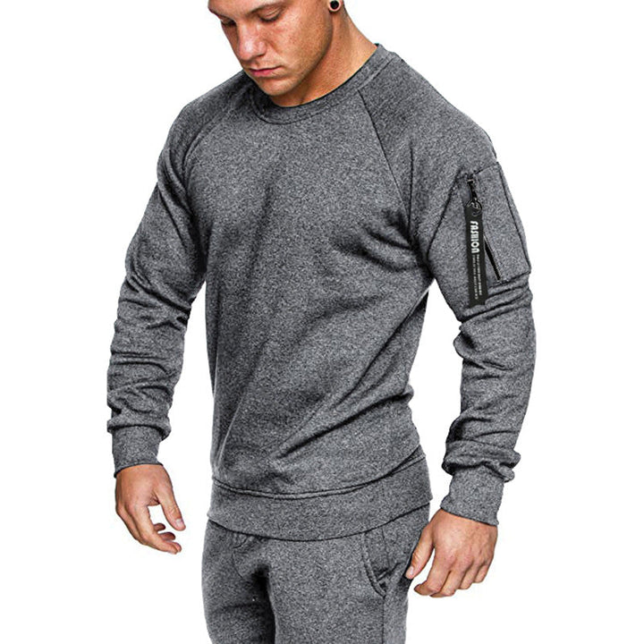Herren sportlicher Sweatshirt mit praktischer Reißverschlusstasche Drune