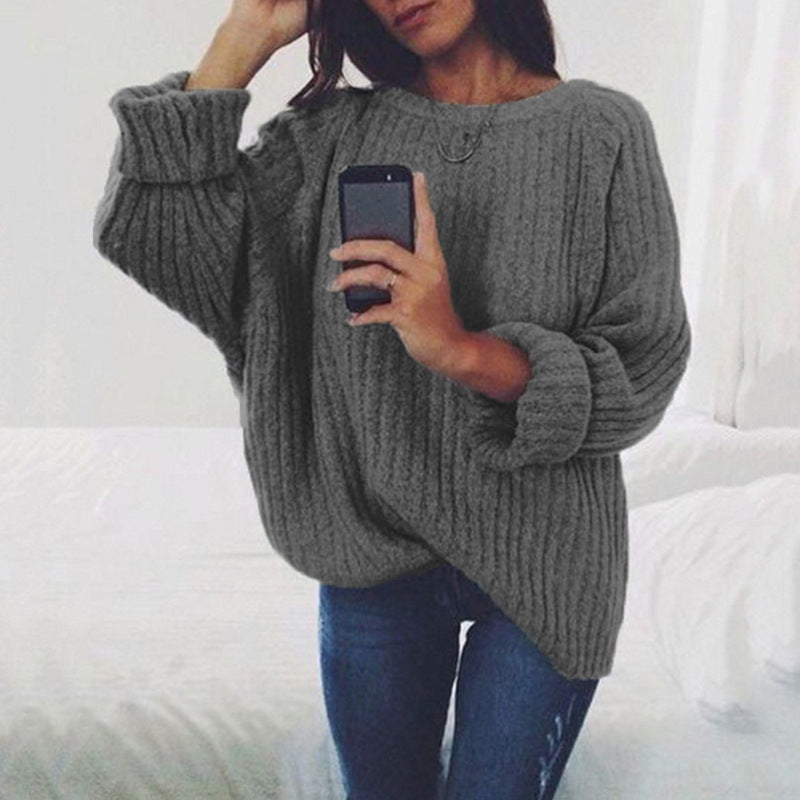 Damen Grobstrickpullover mit lockerer Passform und trendigem Rippenmuster Drune