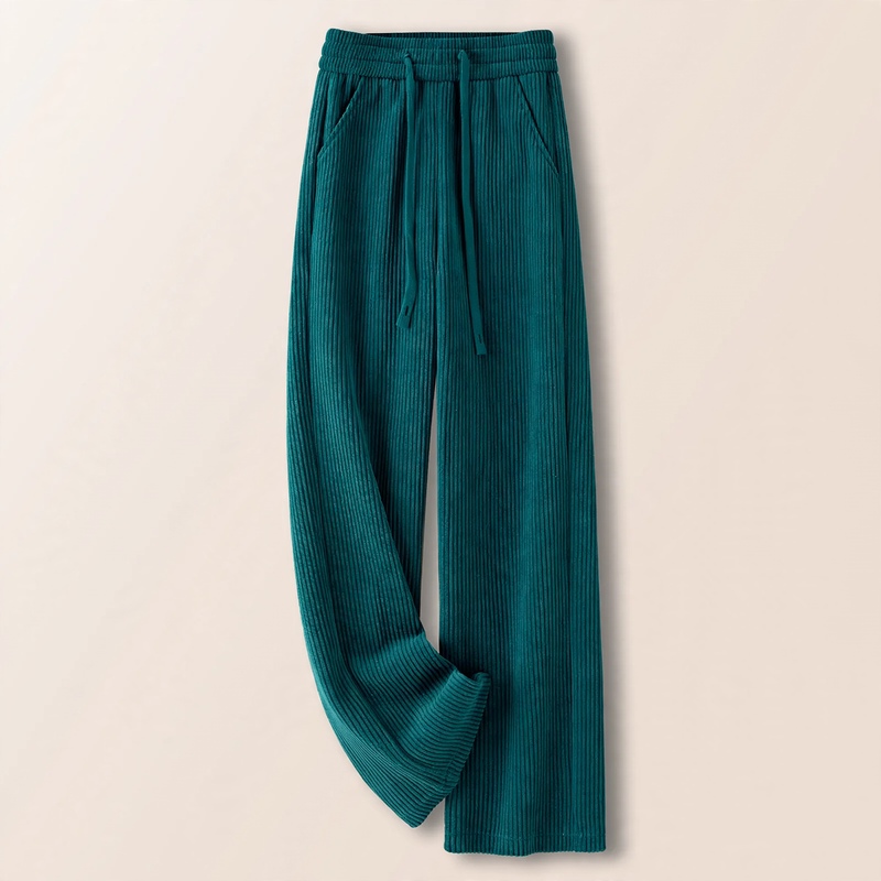 Gefütterte Cord-Hose mit hoher Taille