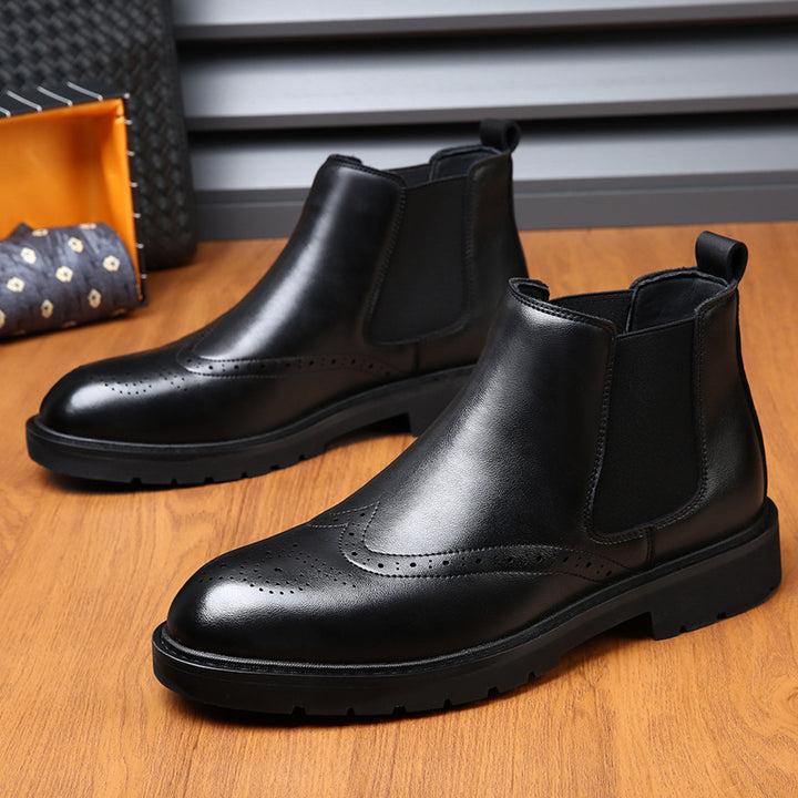 Klassische Herren-Chelsea-Boots mit Brogue-Details