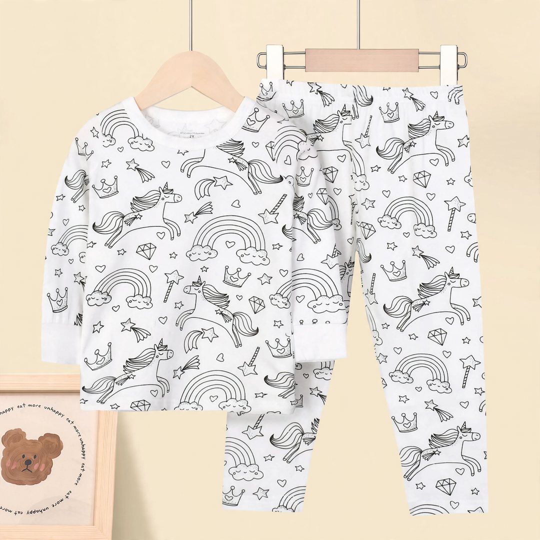 Kinder-Schlafanzug-Set, Baumwollmischung, Cartoon-Design