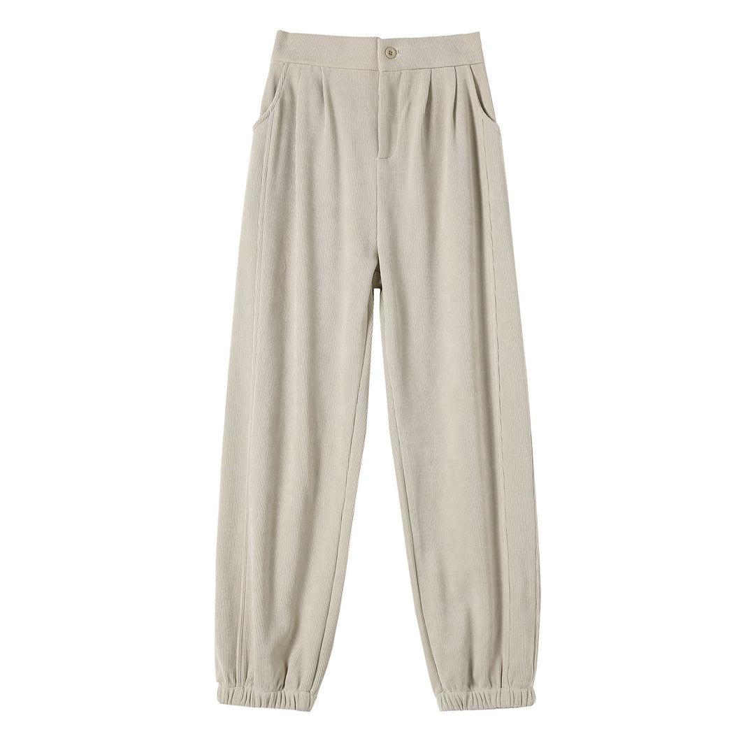 Damen-Freizeithose aus Chenille-Cord, elastischer Beinabschluss