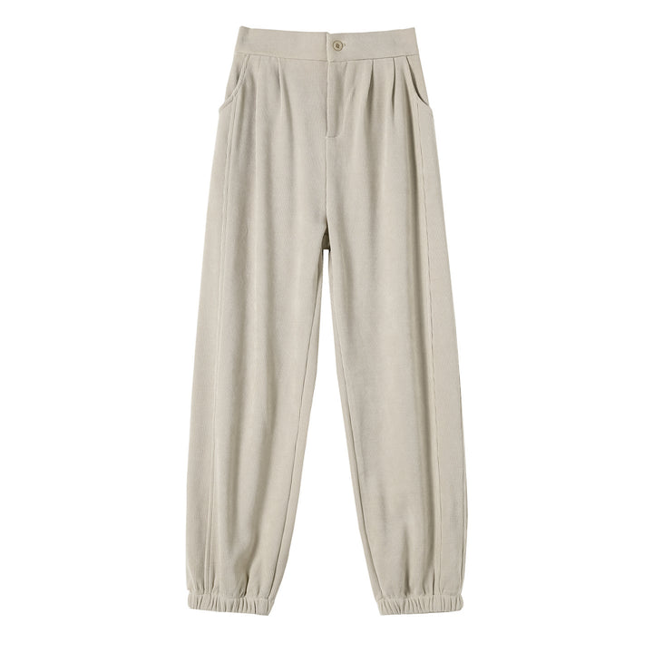 Damen-Freizeithose aus Chenille-Cord, elastischer Beinabschluss
