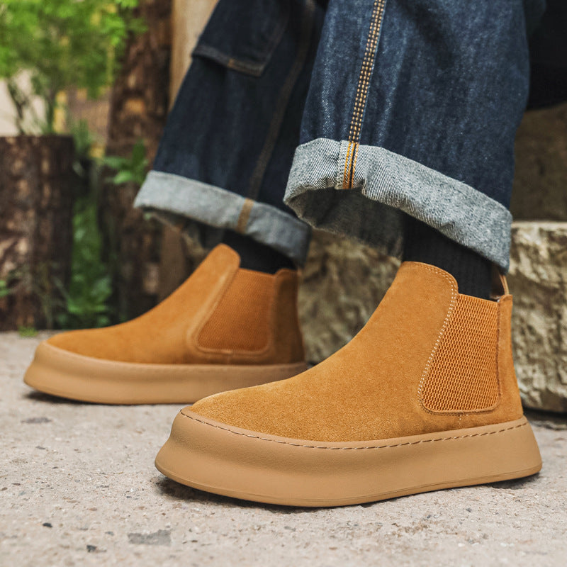 Herren-Chelsea-Boots, Wildleder-Optik, Slip-on, 1203-J