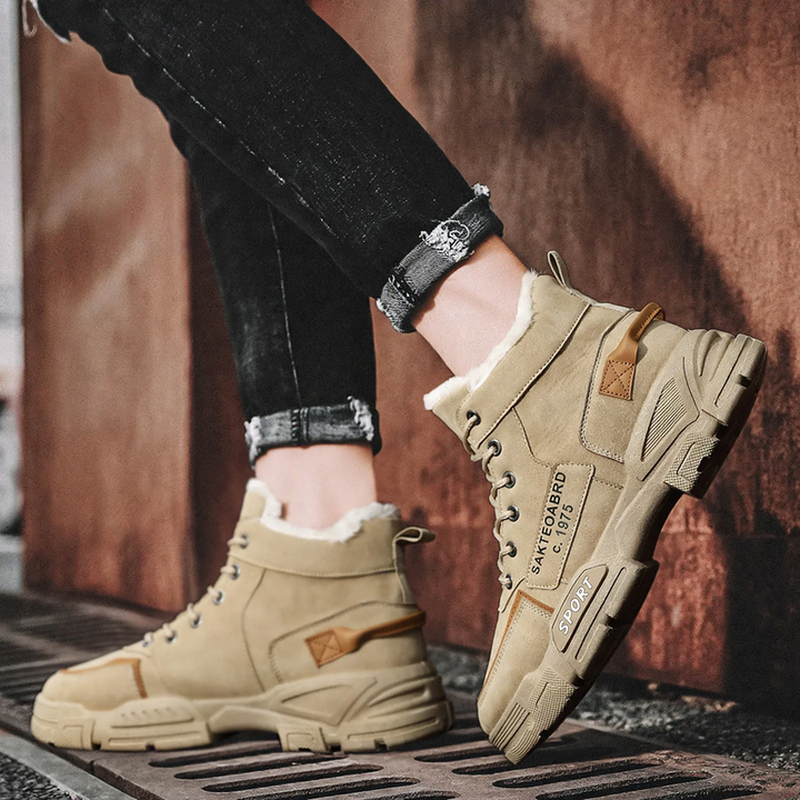 Gefütterte Herren-Winterstiefel, High-Top, PU-Obermaterial