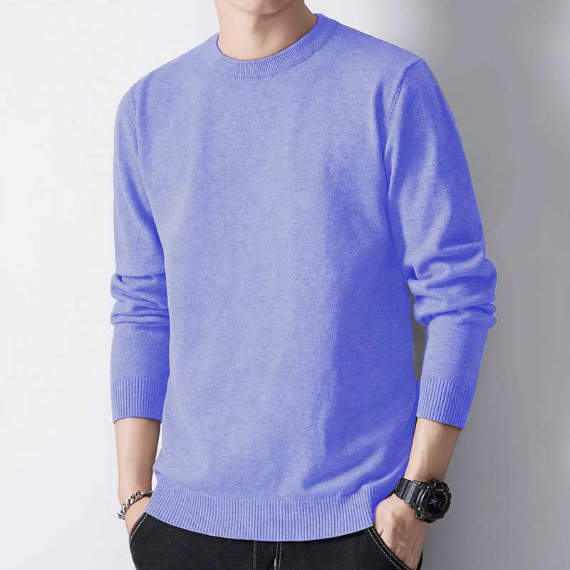 Herren-Pullover mit Rundhalsausschnitt und Innenfutter