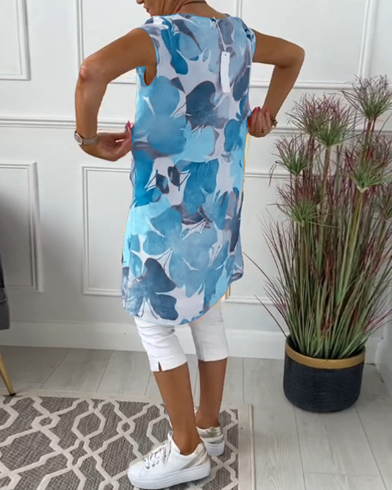 Drune | Lässiges Longtop mit Farbenfrohem Blumenprint