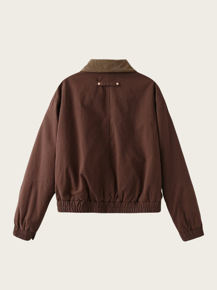 Drune | Casual Bomberjacke Cord Kragen Reißverschluss Oberbekleidung