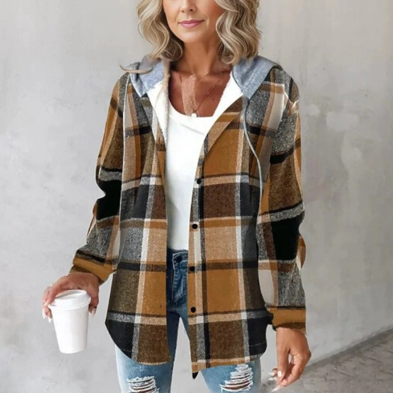 Drune | Gestreifte Kapuzenstrickjacke