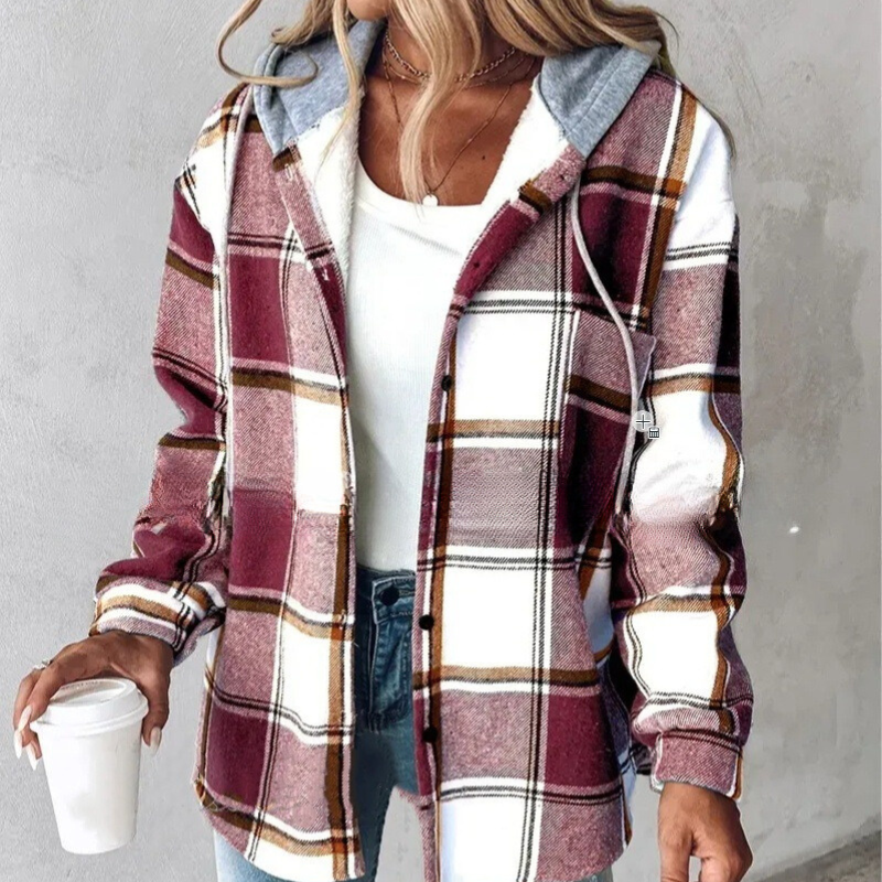Drune | Gestreifte Kapuzenstrickjacke