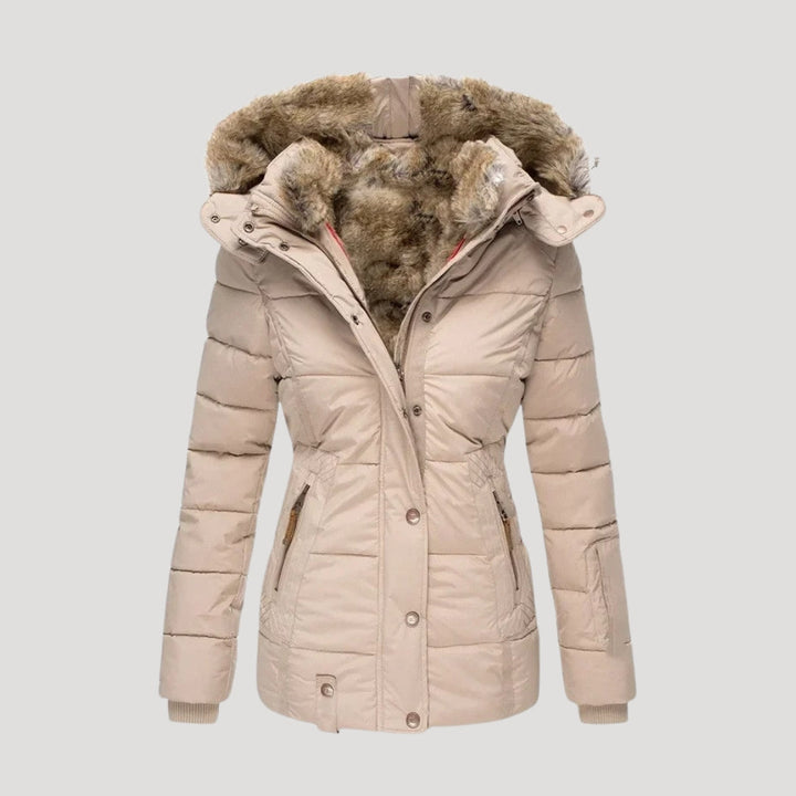 Drune | Damen gepolsterter Wintermantel mit Kunstpelzkragen Jacke