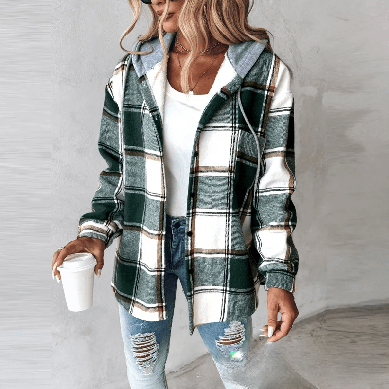 Drune | Gestreifte Kapuzenstrickjacke