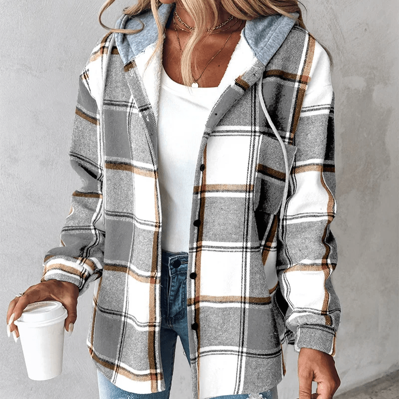 Drune | Gestreifte Kapuzenstrickjacke