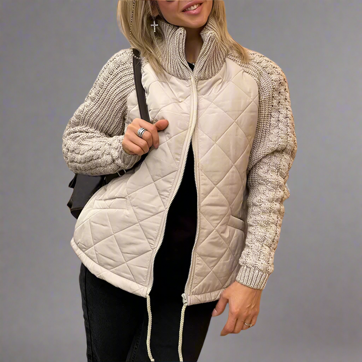 Drune | Damen Gemütliche Gefütterte Jacke Mit Strickärmeln