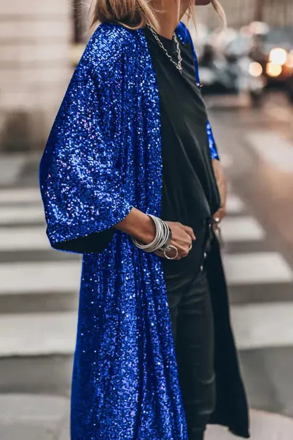 Drune | Glamour Kimono aus Pailletten mit Schlüsselloch