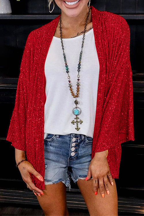 Drune | Rosiedress Offene Front Kimono Pailletten Cardigan
