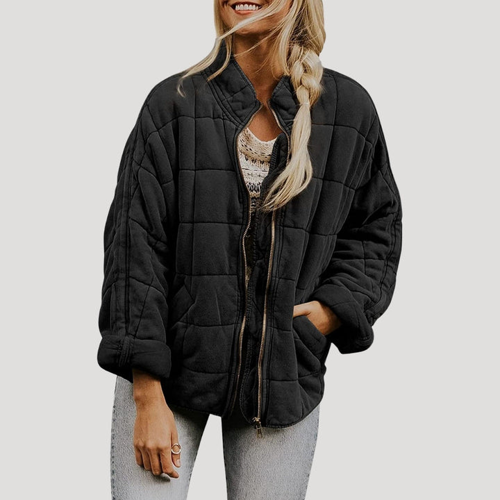 Drune | Damen gesteppte oversized Reißverschluss Pufferjacke