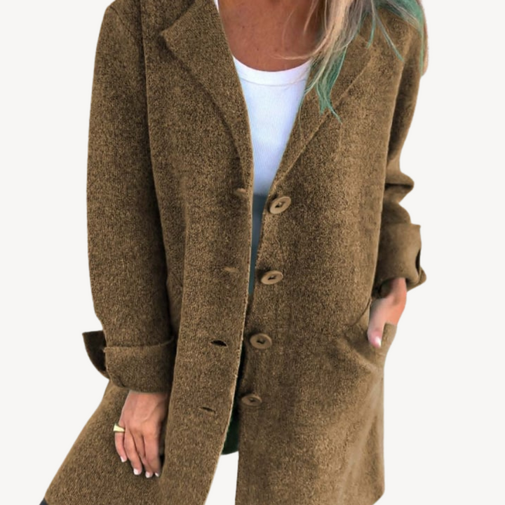 Drune | Frauen Wollmischung Langjacke mit Knopfverschluss