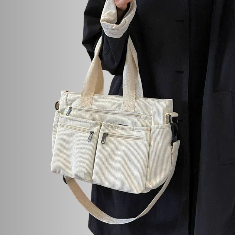 Drune | Cord Schultertasche Mit Mehreren Taschen Für Damen