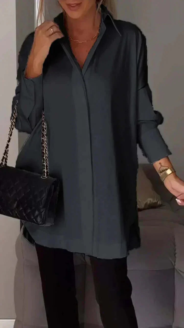 Drune | Oversized Shirt Bluse mit gerollten Ärmeln