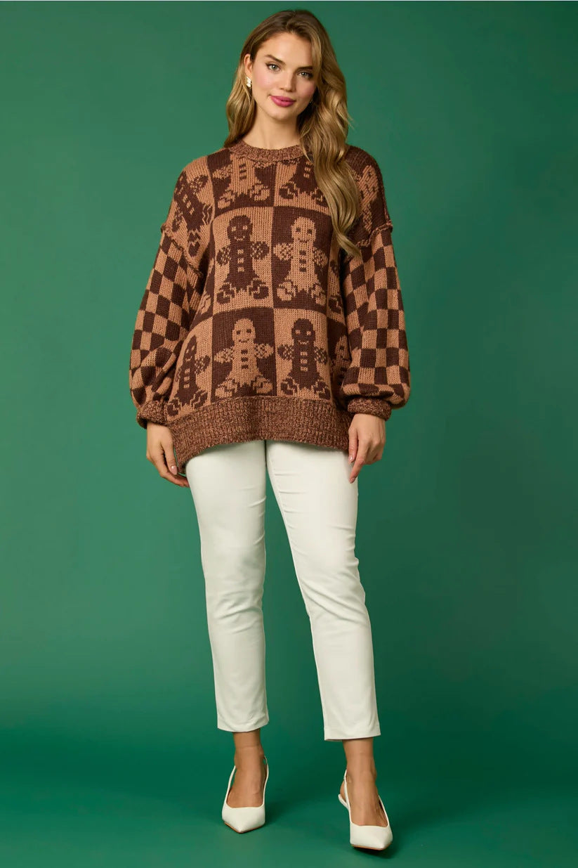 Drune | Zuckerstangen-Weihnachtsnadeln & Lebkuchenmann Strickpullover