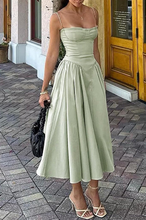 Drune | Rosiedress Spaghetti-Träger Pocketed Korsett Swing Midi Kleid