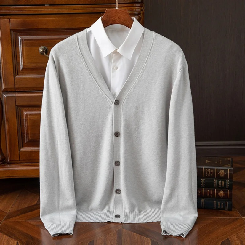 Drune | Herren Strickjacke Mit Knöpfen, Leichtes Material, V-ausschnitt, Klassischer Stil