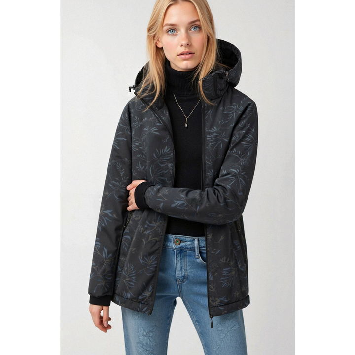 Drune | Gedruckt Reißverschluss Winter Jacke - Kapuze