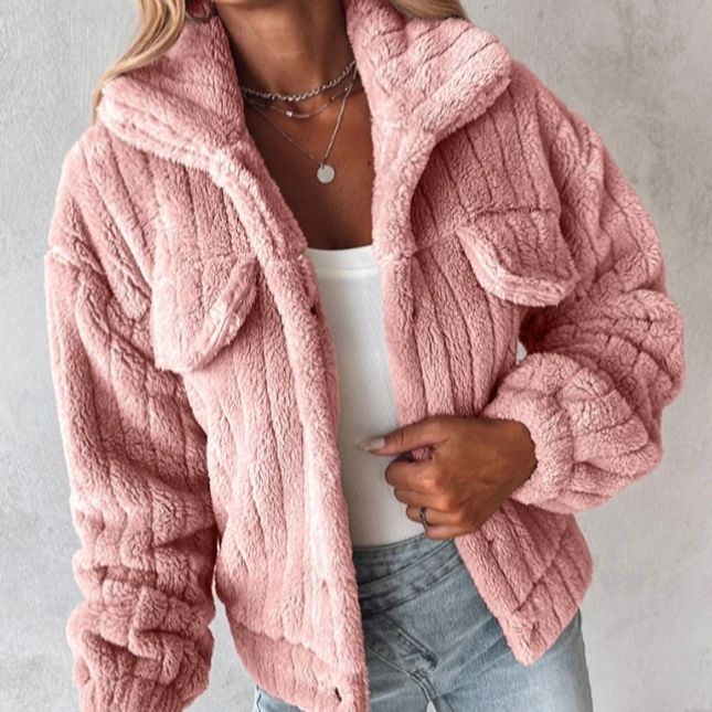 Drune | Damen Kurze Warme Teddyjacke Gemütlicher Stil