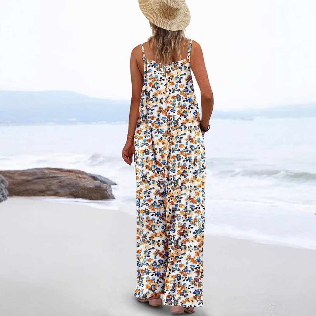 Drune | Verstellbarer Schultergurt Druck lässig Hosenträger floral Jumpsuit