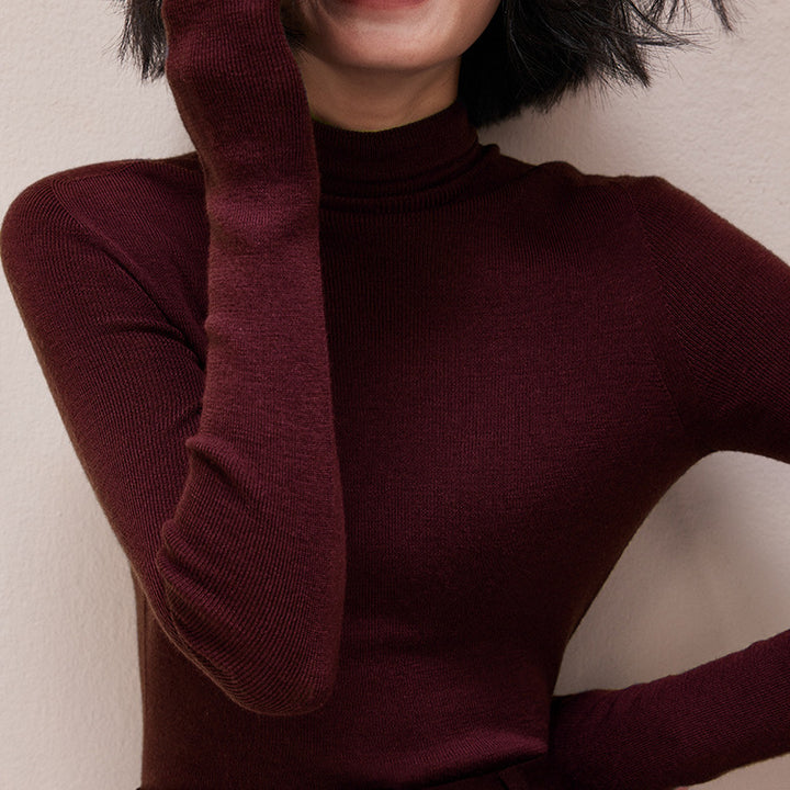 Damen-Wollpullover mit Stehkragen, 100% Wolle