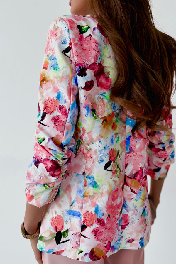 Drune | Freie und Echte Florale Revers Freizeitanzug Blazer