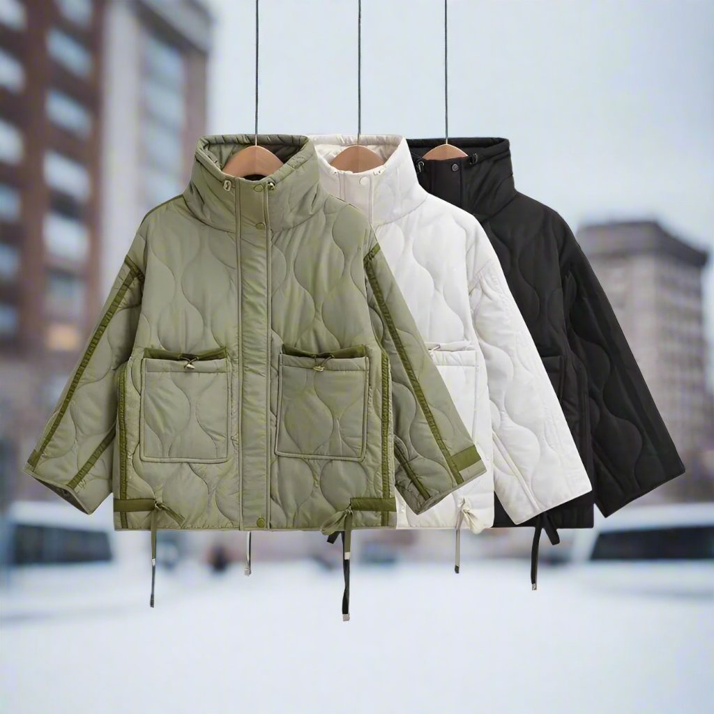 Drune | Women's hip-length cotton jacket with stand-up collar and drawstring