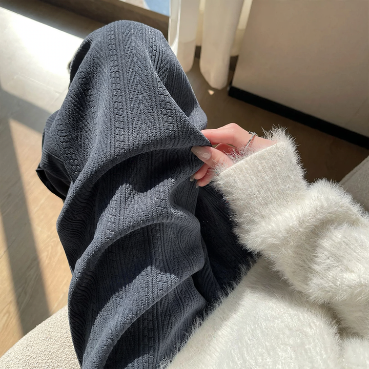 Damen-Cordhose, gerade geschnitten, hohe Taille, Freizeit