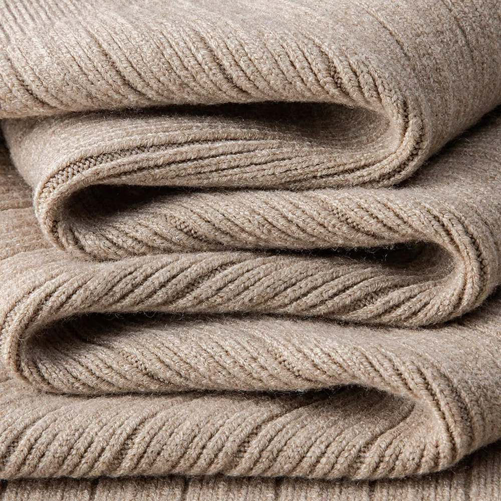Herren-Strickpullover aus Wolle und Lyocell, Stehkragen
