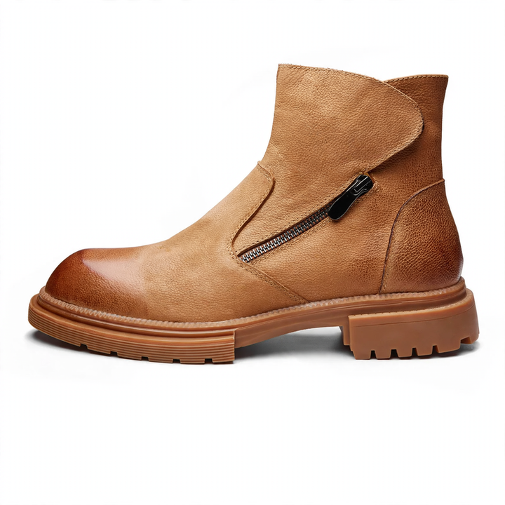 Herren-Lederstiefel im Biker-Stil, gefüttert